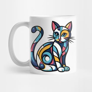 Pop art cat illustration. cubism cat illustration Mug